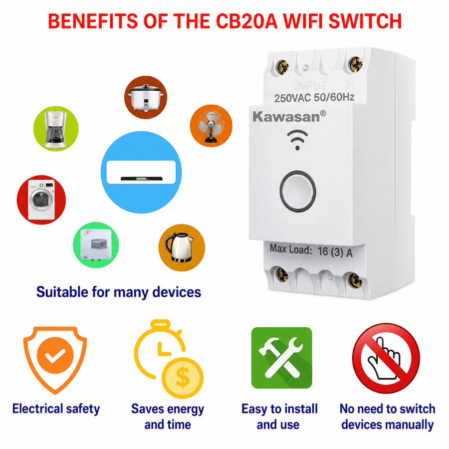 Wi-Fi electrical switch brings many benefits to users Công tắc điện wifi mang đến nhiều lợi ích cho người dùng
