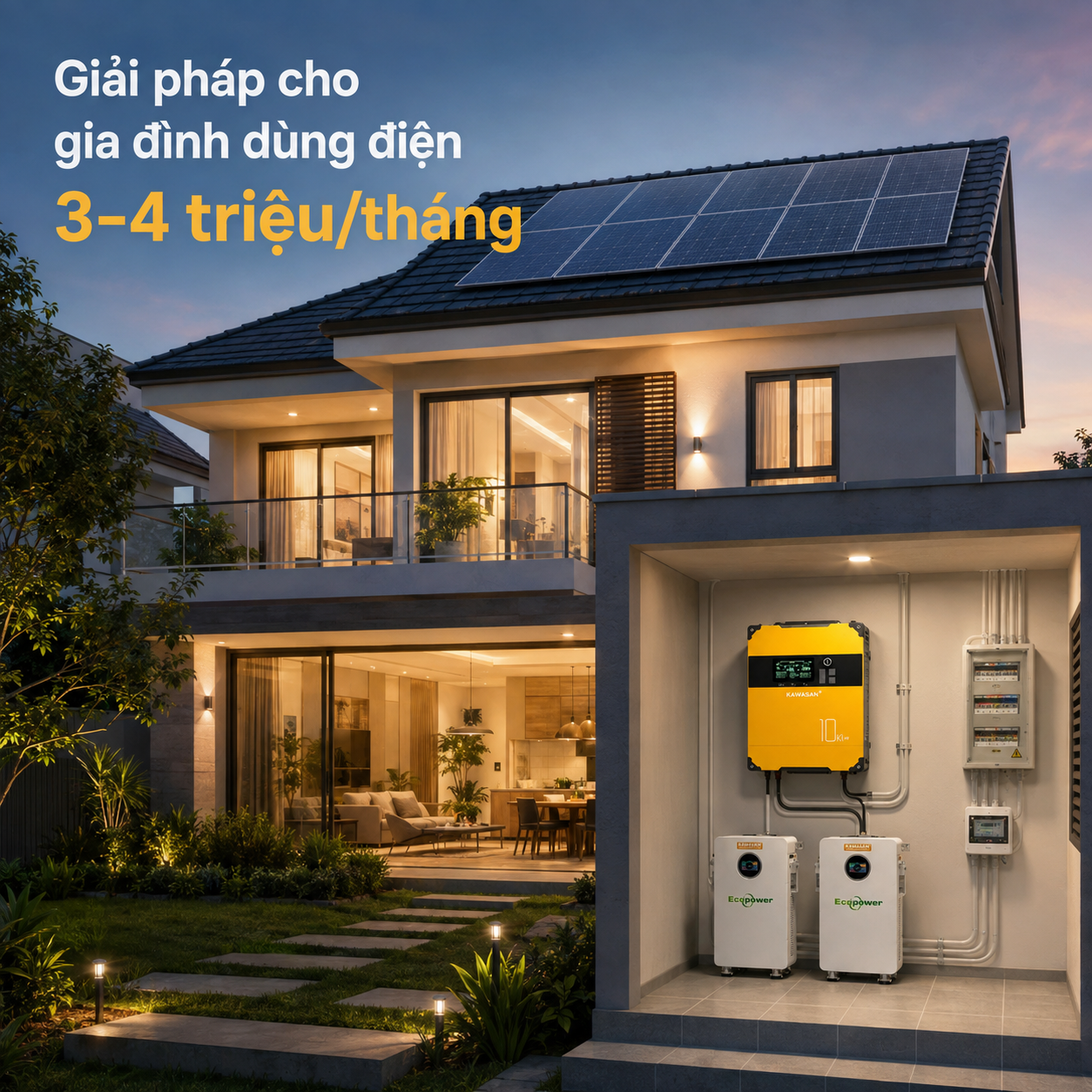 Hệ điện mặt trời Hybrid cho gia đình