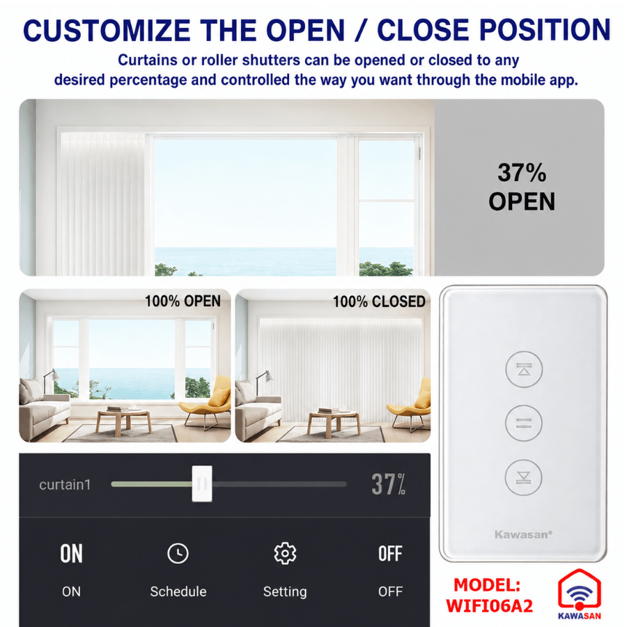 Có thể tuỳ chỉnh vị trí đóng mở cửa qua App trên điện thoại Có thể tuỳ chỉnh vị trí đóng mở cửa qua App trên điện thoại