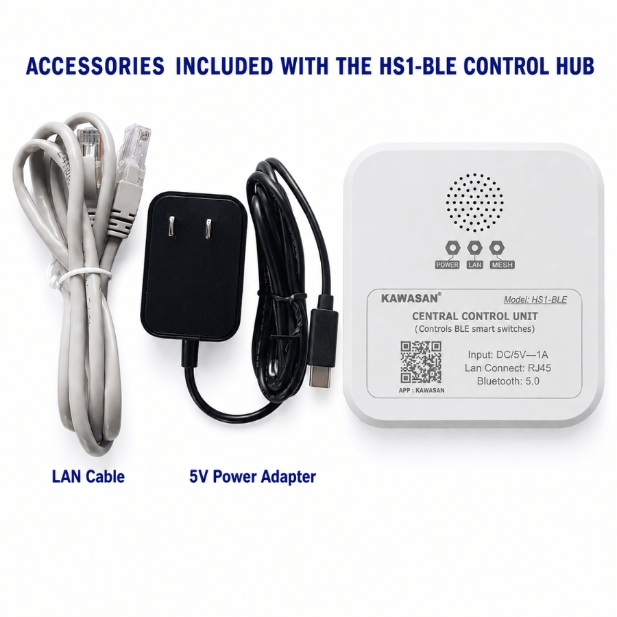 Comes with a 5V power accessory set and a LAN cable Đi kèm gồm bộ phụ kiện nguồn 5V và dây mang LAN