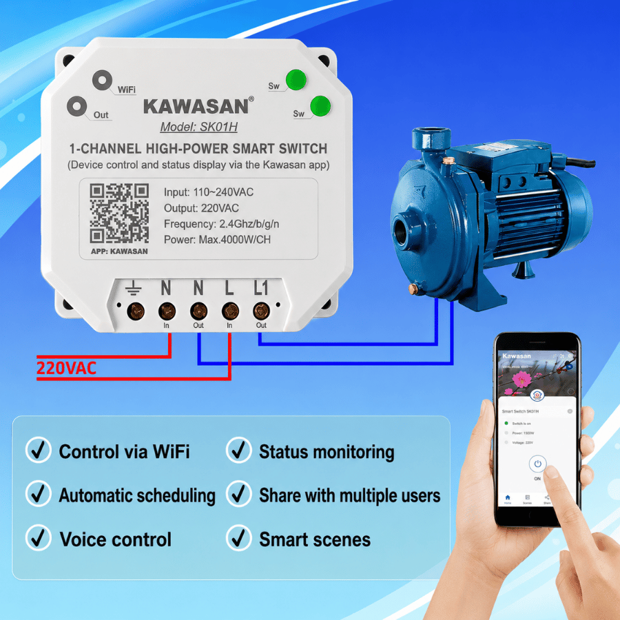 Công tắc wifi thông minh công suất lớn với nhiều tính năng vượt trội
