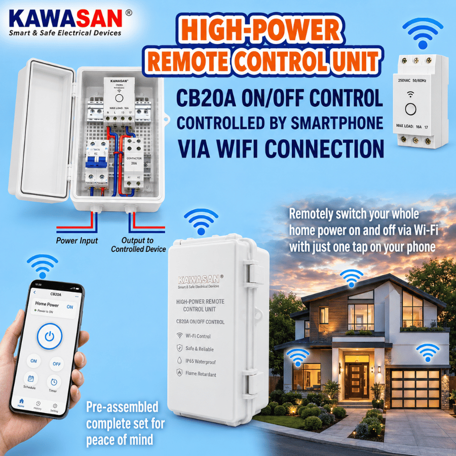 High-Power Wi-Fi Remote Controller – 25A / 63A Bộ điều khiển từ xa wifi công suất cao 25A, 63A