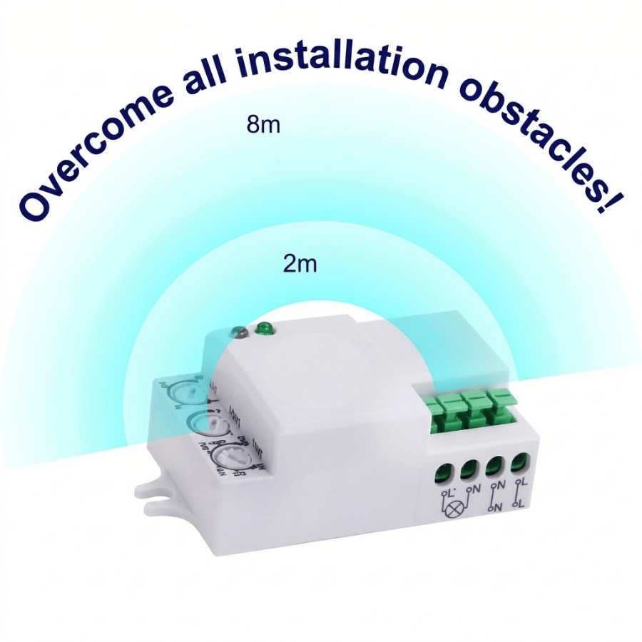 Wide sensing distance can penetrate obstacles Khoảng cách cảm ứng rộng xuyên được vật cản
