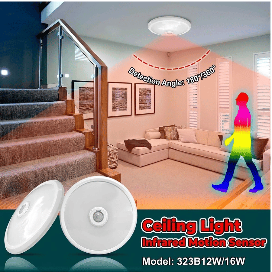 Đèn ốp trần cảm ứng hồng ngoại 323B Kawasan