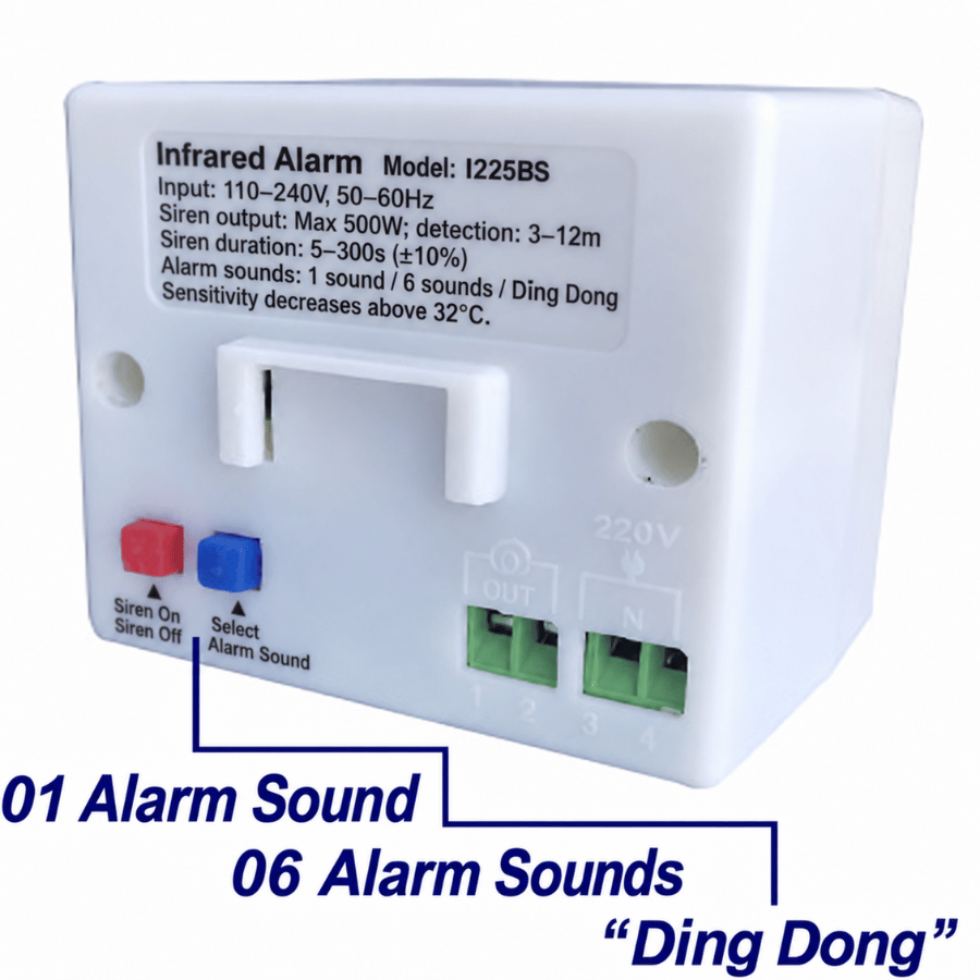 Có 3 chế độ chọn âm báo khách - 6 âm báo động - 1 âm báo động