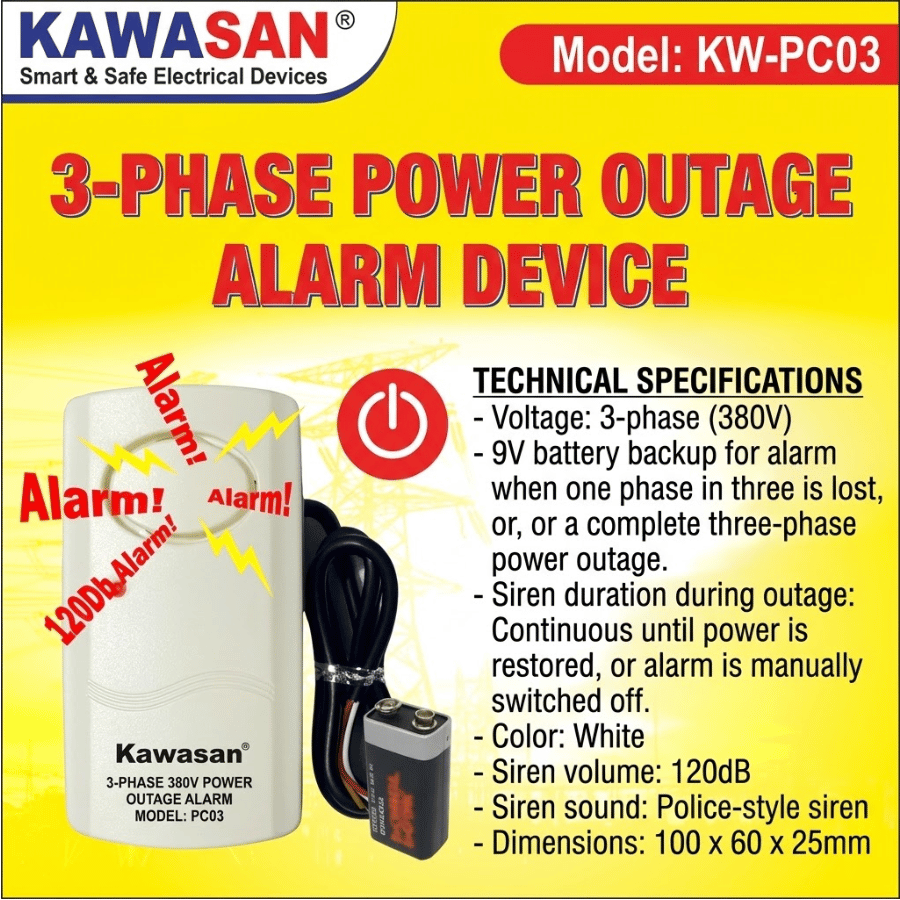PC03 Three-Phase Power Failure Alarm Thiết bị báo động cúp điện 3 pha PC03