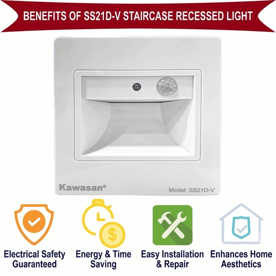 Benefits of the SS21D recessed wall stair light Lợi ích của đèn âm tường cầu thang SS21D