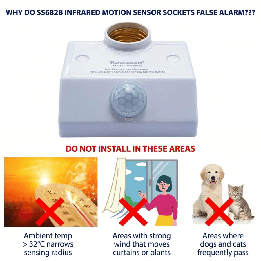 Notes for installing the SS682B sensor lamp holder Một số lưu ý khi khi lắp đặt đui đèn cảm biến SS682B
