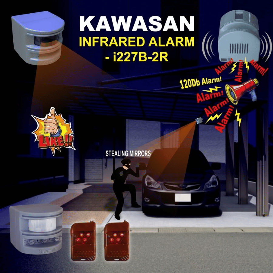 The anti-theft sensor automatically activates an alarm when motion is detected. Cảm biến chống trộm phát ra âm báo khi trộm bước vào nhà