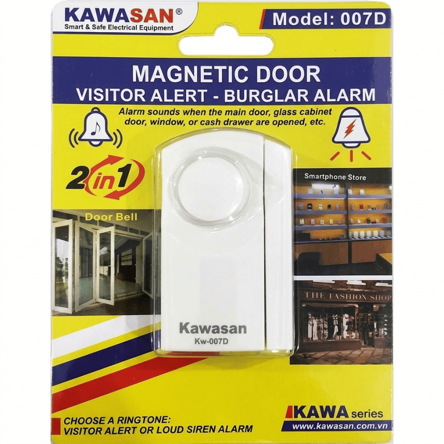 The 007D magnetic door sensor features both visitor chime and anti-theft alarm modes. Cảm biến cửa từ 007D có 2 chế độ báo khách và báo trộm