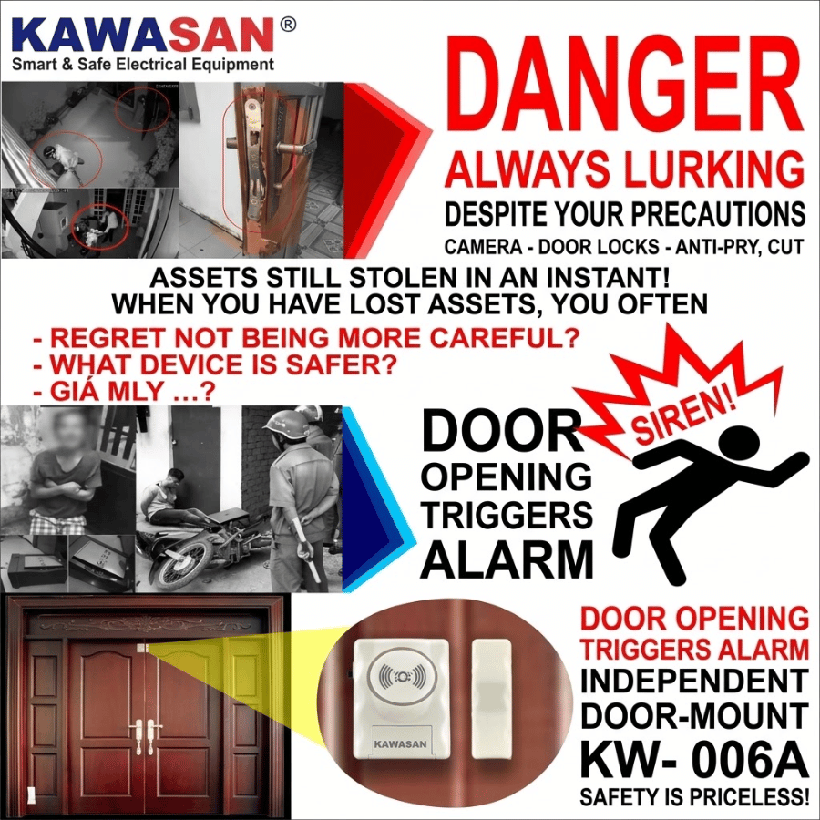 Kawasan door alarm devices provide a practical solution for anti-theft protection. Báo động gắn cửa Kawasan thiết bị hàng đầu giúp bạn chống trộm