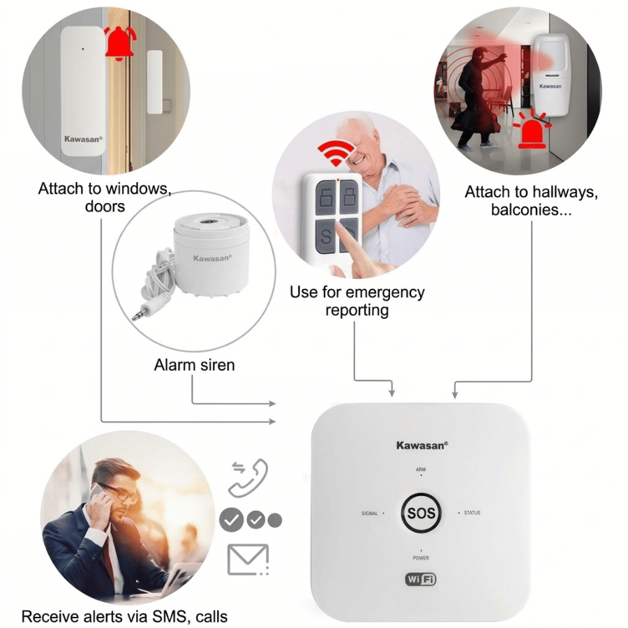 Vị trí lắp đặt các bộ phận báo động trung tâm