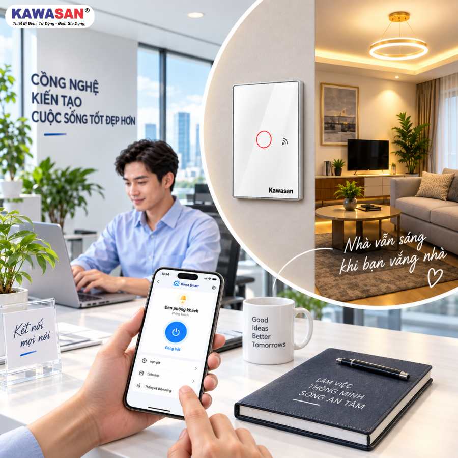 Dễ dàng điều khiển công tắc cảm ứng WiFi từ xa ngụy trang chống trộm khi vắng nhà