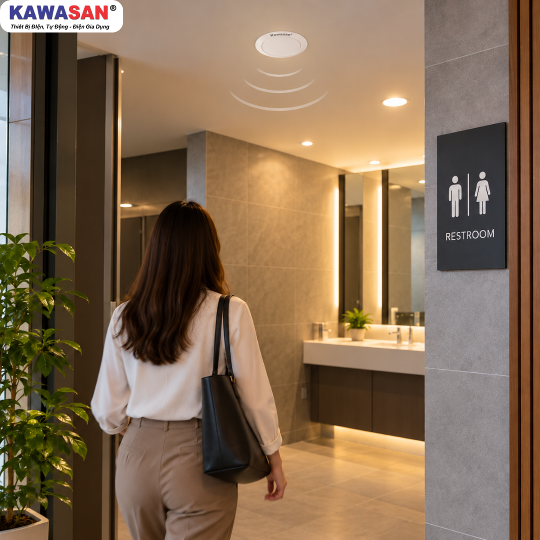Công tắc cảm biến chuyển động PS04BR Kawasan tự động bật tắt đèn nhà vệ sinh
