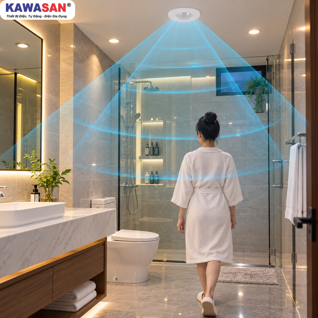 Công tắc cảm biến hiện diện âm trần PS05-Pro bật đèn nhà vệ sinh