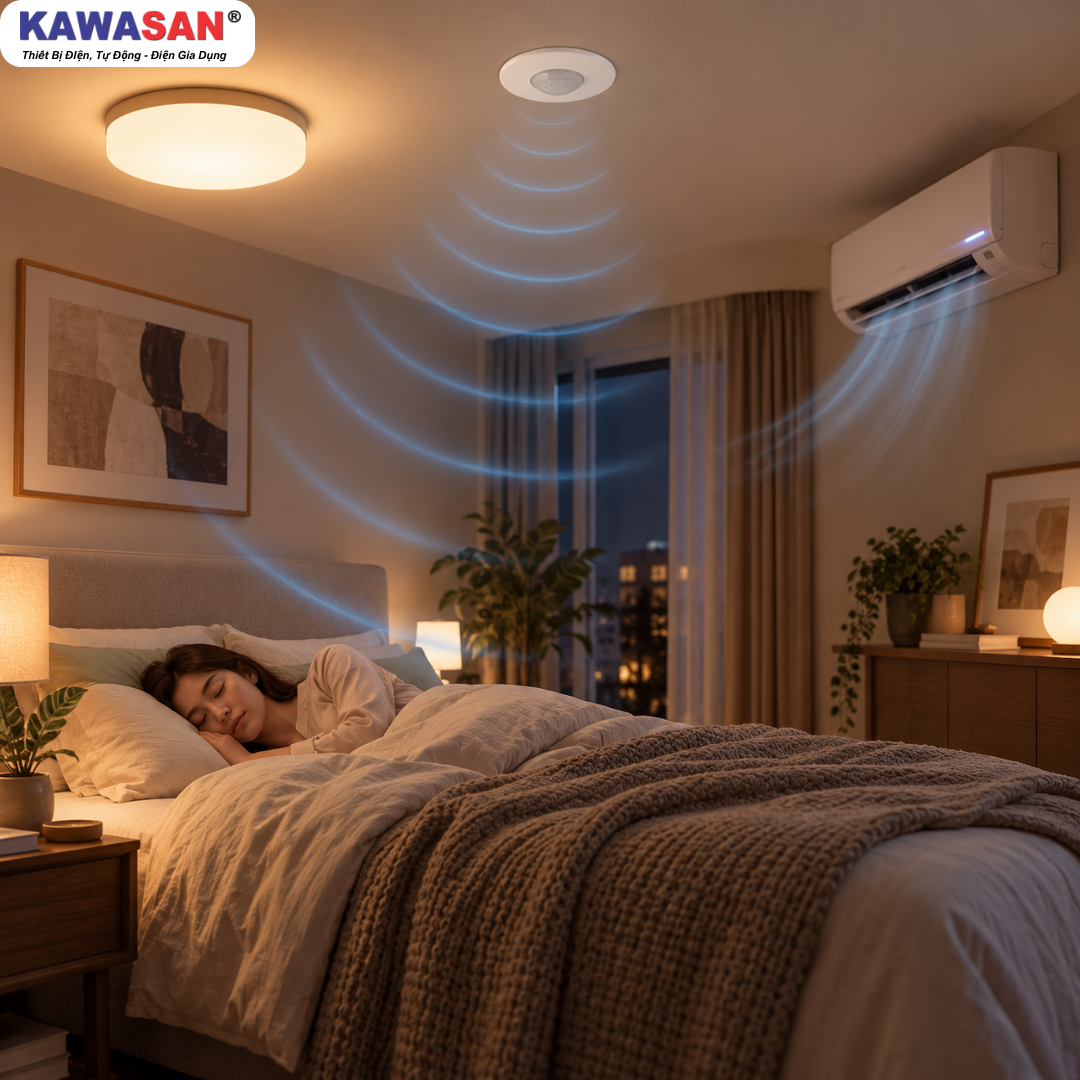 Cảm biến hiện diện PS05-Pro Kawasan điều khiển tắt mở đèn và điều hòa tự động