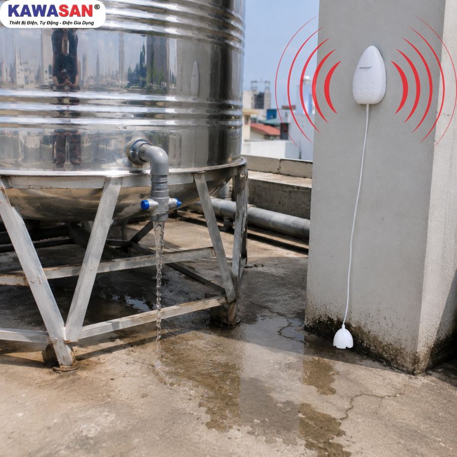 Cảm biến chống tràn nước WA01 Kawasan giám sát bồn nước trên mái nhà