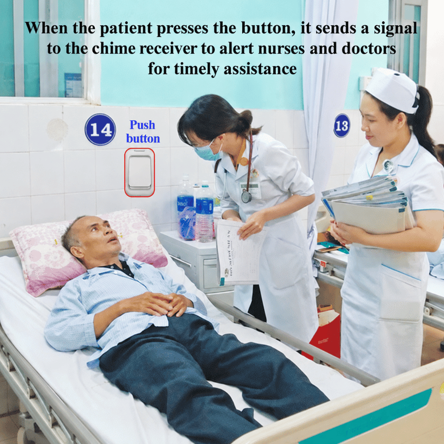 Patients only need to press the button so that nurses or doctors can respond promptly. Người bệnh chỉ cần nhấn chuông sẽ có y tá và bác sĩ kịp thời đến hỗ trợ