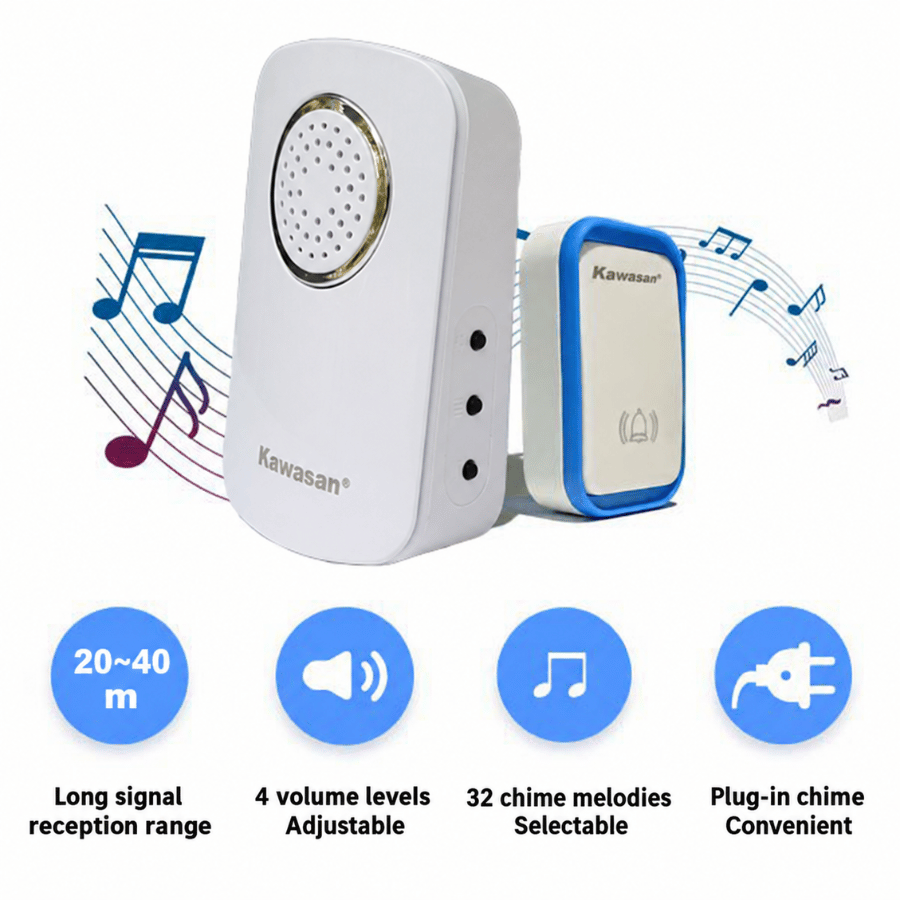 4 adjustable volume levels and 32 selectable chime melodies. Có 4 mức âm lượng và 32 kiểu chuông tuỳ chỉnh theo nhu cầu