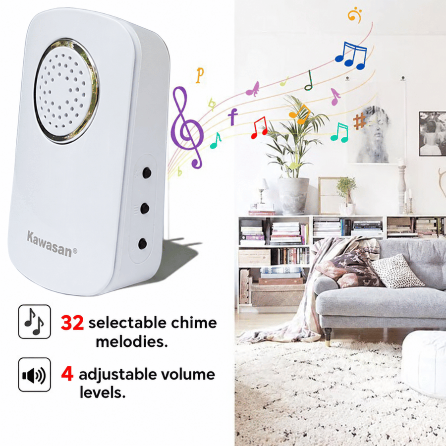 Báo khách không dây có 32 kiểu chuông và 4 mức âm lượng tuỳ chỉnh