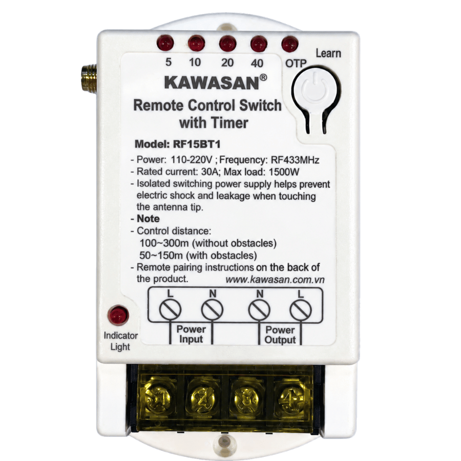 RF15BT1 SINGLE-CHANNEL REMOTE CONTROL SWITCH – WITH TIMER Thiết Bị Công Tắc Điều Khiển Từ Xa 01 Kênh - Có Hẹn Giờ RF15BT1