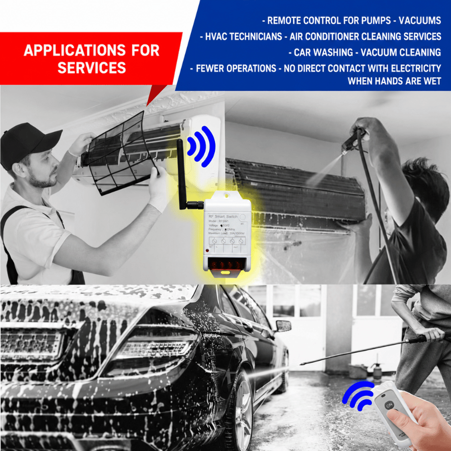 Điều khiển từ xa cho các thiết bị vệ sinh xe, máy lạnh, bơm