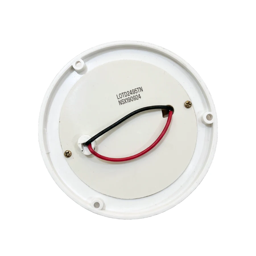 Chi tiết mặt đế sau chuông điện Tiến Thành 220V 4 inch với dây nguồn đỏ đen, vít và lỗ bắt cố định.