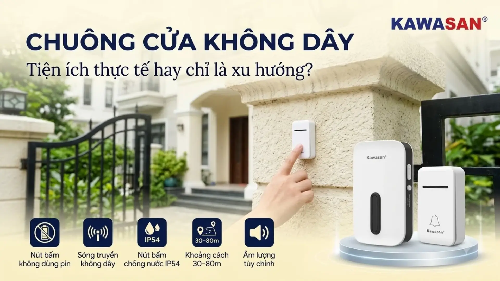 Chuông Cửa Không Dây KAWASAN DB818A Tiện Ích Thực Tế