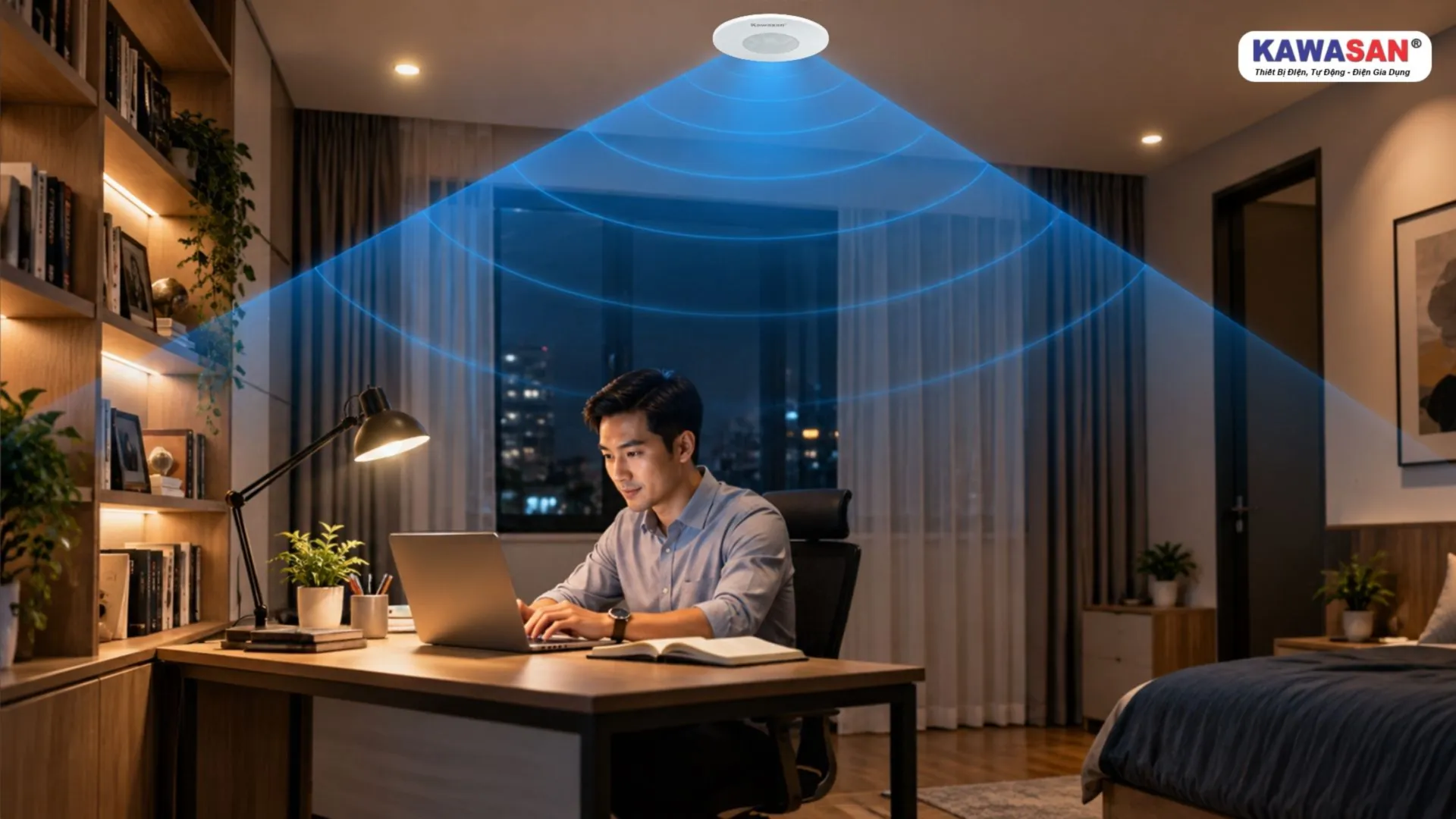 Khi ngồi yên làm việc hoặc đọc tài liệu, người dùng vẫn có thể duy trì ánh sáng nhờ cảm biến hiện diện PS05-Pro hỗ trợ nhận biết những chuyển động nhỏ của cơ thể