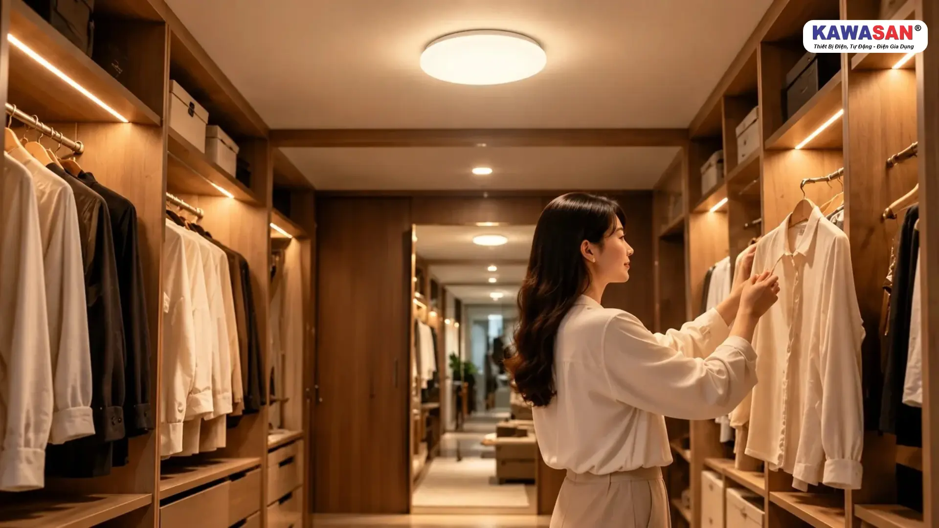 Đèn LED Ốp Trần Cảm Ứng KAWASAN MS326-12W Trong Phòng Thay Đồ