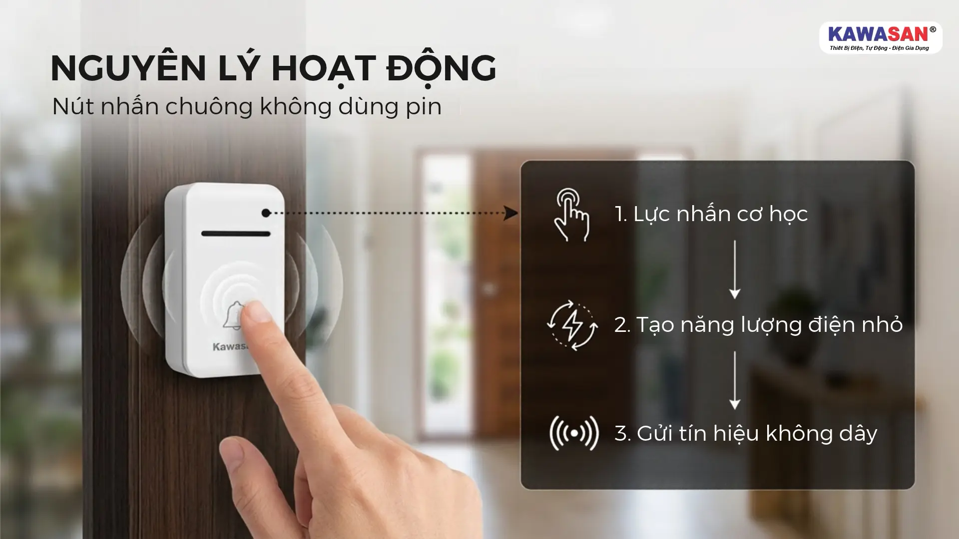 Nguyên lý hoạt động chuông cửa không dùng pin KAWASAN DB818A