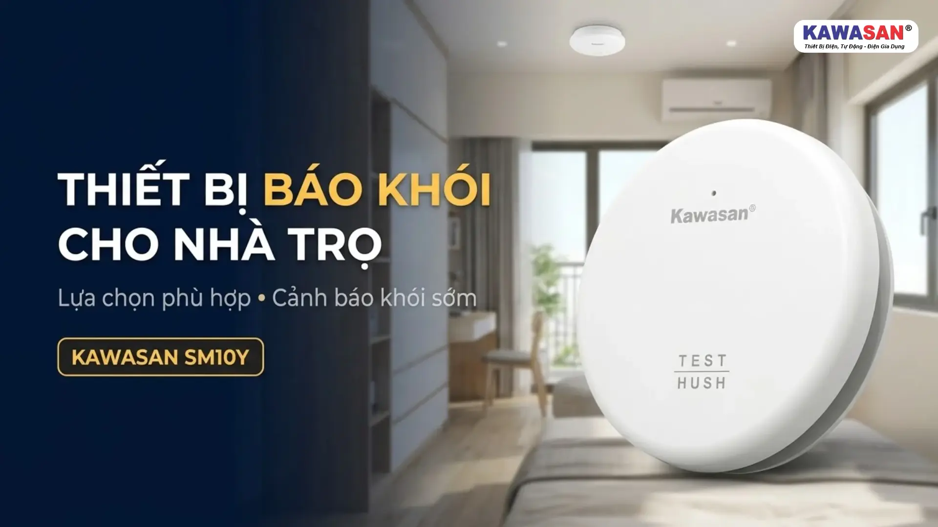 Sản phẩm Kawasan SM10Y màu trắng với thiết kế nhỏ gọn, phù hợp lắp đặt trong nhà trọ.