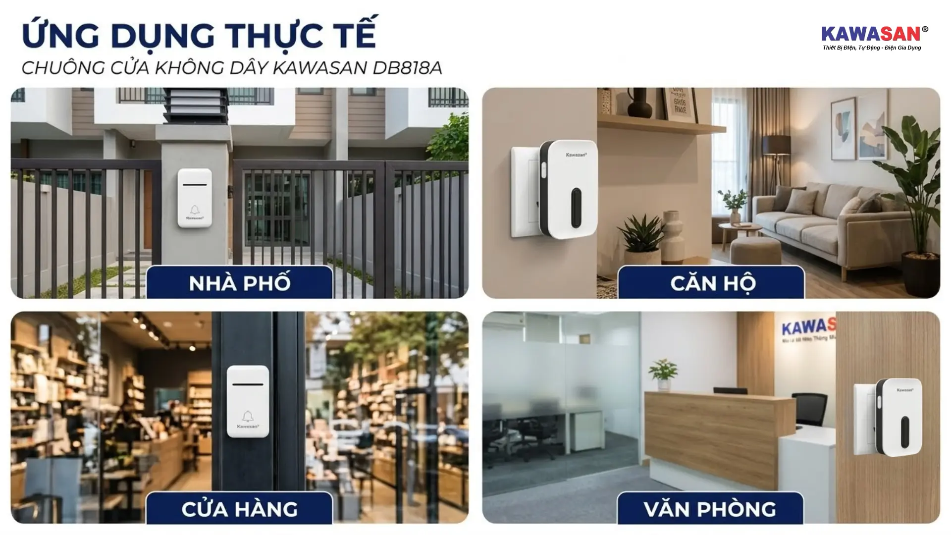 Ứng dụng thực tế chuông cửa không dây KAWASAN DB818A